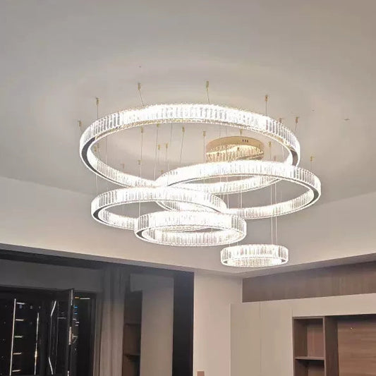 Orbis Four-Ring Crystal LED Chandelier