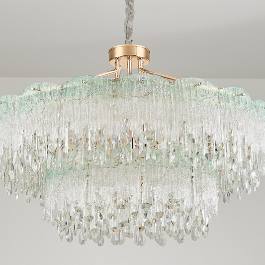 Astria Tiered Crystal Chandelier, 31.5" + 19.7"