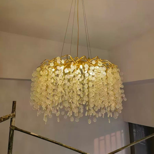 Willow Branch Glass Chandelier, 39.4"
