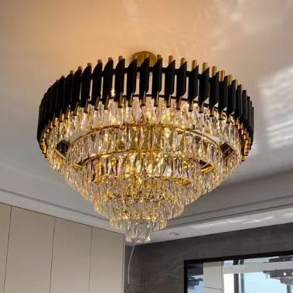 Noir Étoile Tiered Crystal Chandelier, 39.4"
