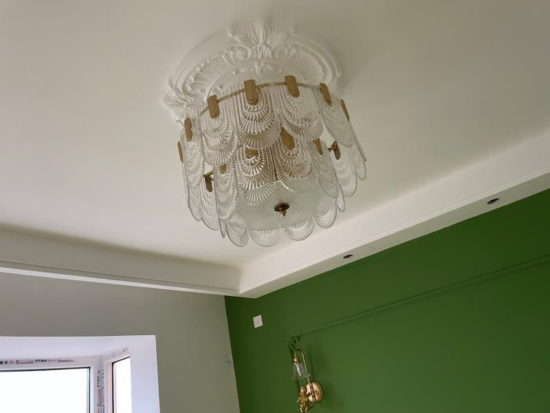 Scallop Glass Flush Chandelier