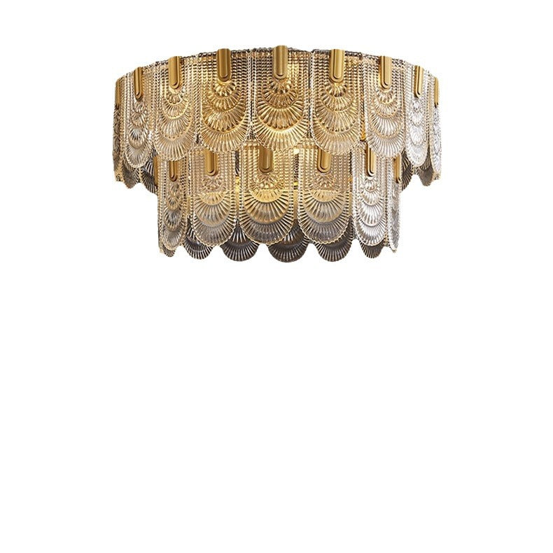 Scallop Glass Flush Chandelier