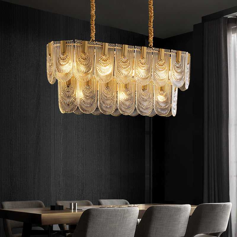 Scallop Glass Flush Chandelier