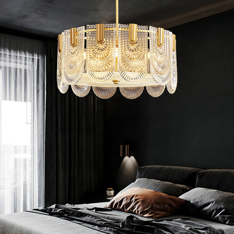 Scallop Glass Flush Chandelier