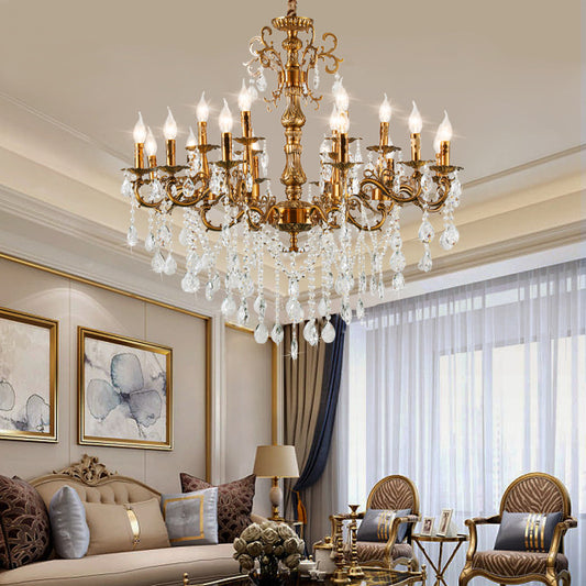 Auremont Antique Brass Crystal Chandelier