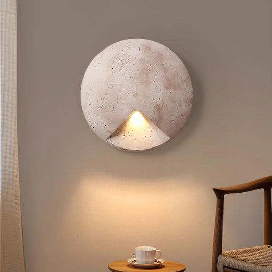 Travertine Halo Disc Wall Sconce