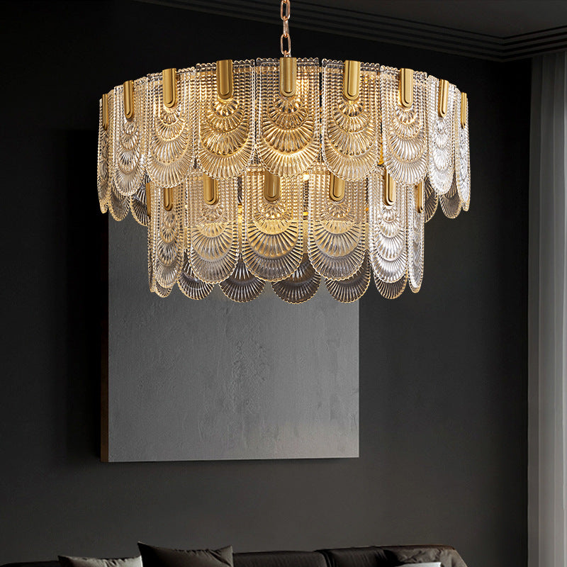 Scallop Glass Flush Chandelier