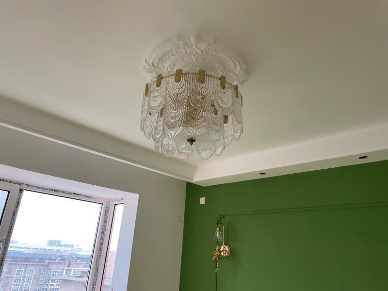 Scallop Glass Flush Chandelier
