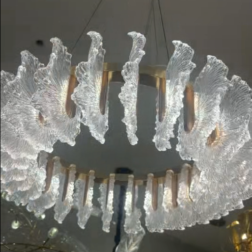 Vetra Art Glass Leaf Ring Chandelier, 39.4"