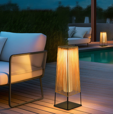 Nara Solar Rattan Outdoor Floor Lamp
