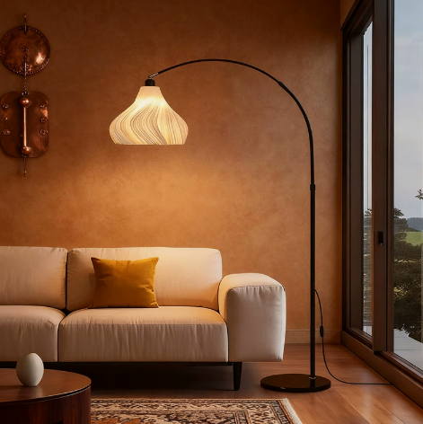 Fleur Pleated Arc Floor Lamp