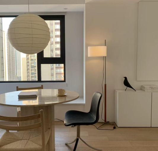 Linden Wood Arm Floor Lamp