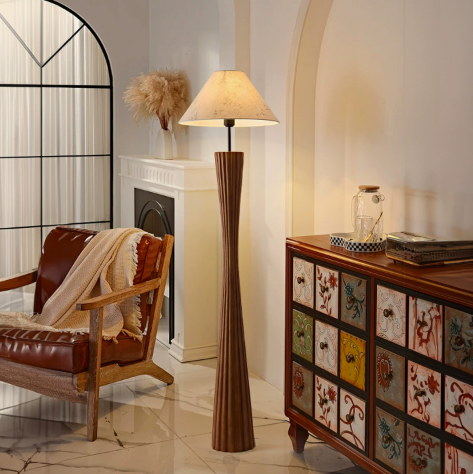 Alder Tapered Wood Floor Lamp
