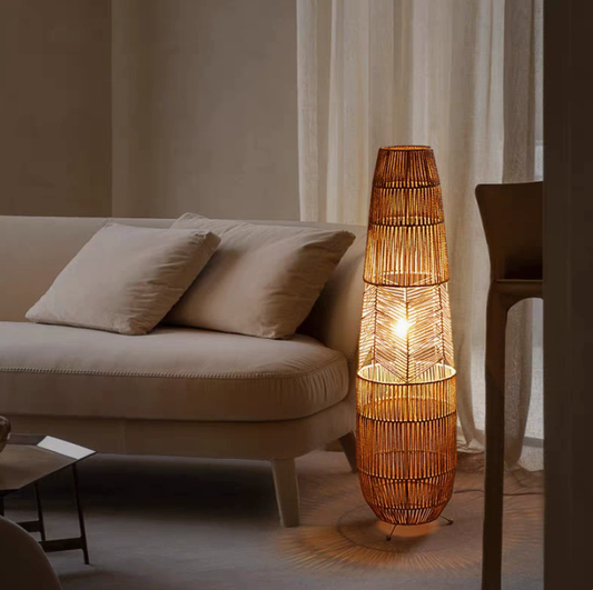 Rattan Column Ambient Floor Lamp