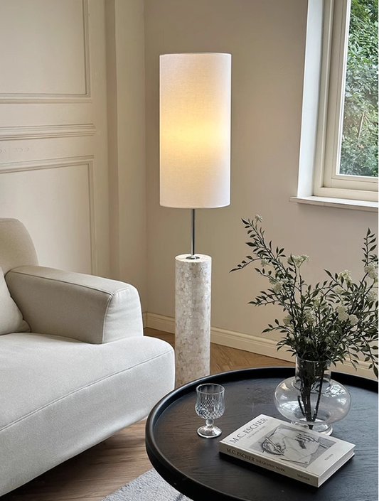Travertine Column Floor Lamp