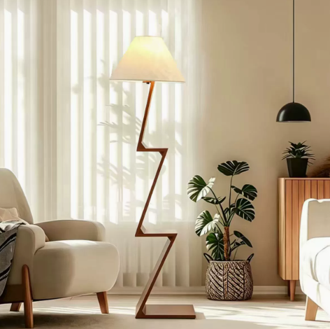 Zigra Sculptural Wood Floor Lamp
