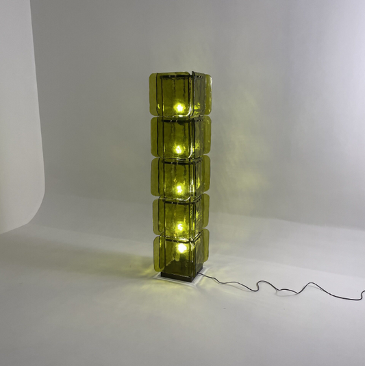 Emerald Stacked Glass Floor Lamp