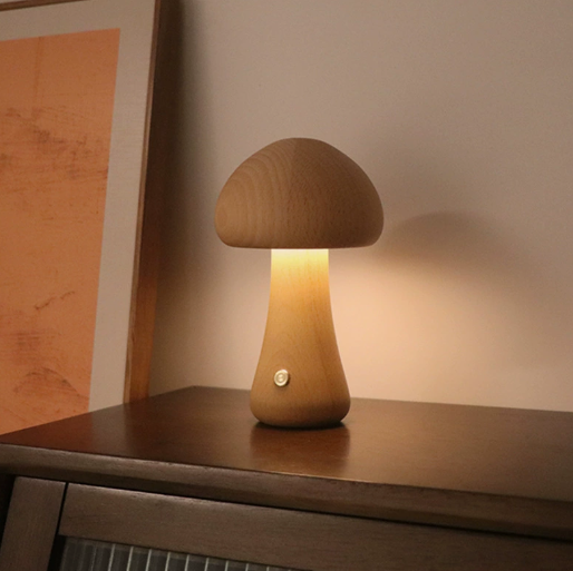 Madera Mushroom Wood Table Lamp