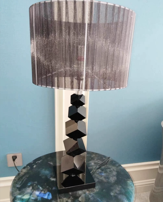 Graphite Mirrored Column Table Lamp