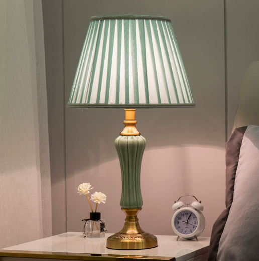 Verdant Ceramic Pleated Table Lamp
