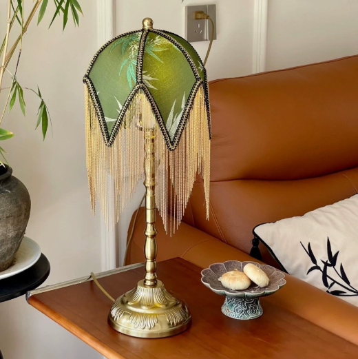 Jade Fringe Art Deco Table Lamp