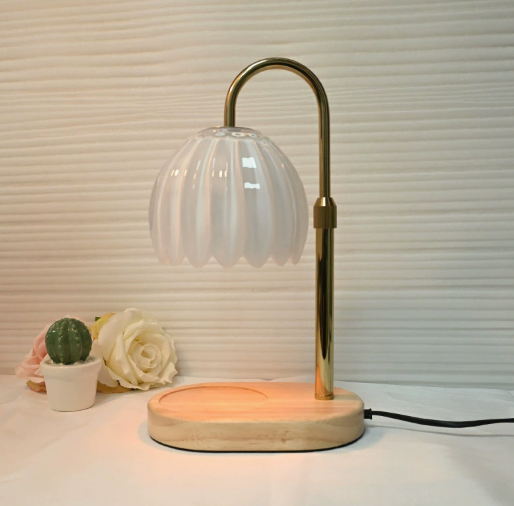 Opaline Pleated Glass Table Lamp