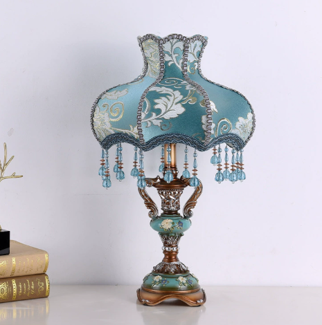 Celadon Victorian Beaded Table Lamp