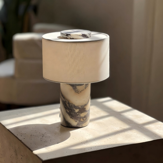 Travertine Cylinder Table Lamp