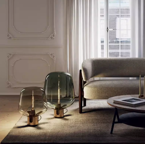 Smoked Glass Globe Table Lamp