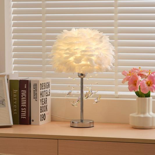 Plume Chrome Feather Table Lamp