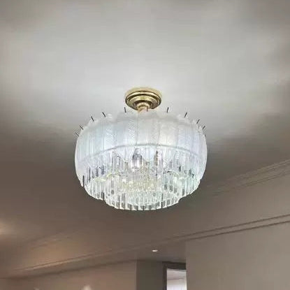 Luma Frosted Leaf Crystal Semi-Flush Mount, 39.4"